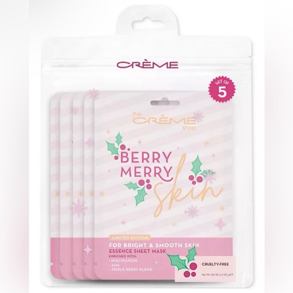The Crème Shop Berry Merry Skin Sheet Mask Set, BOX OF 5